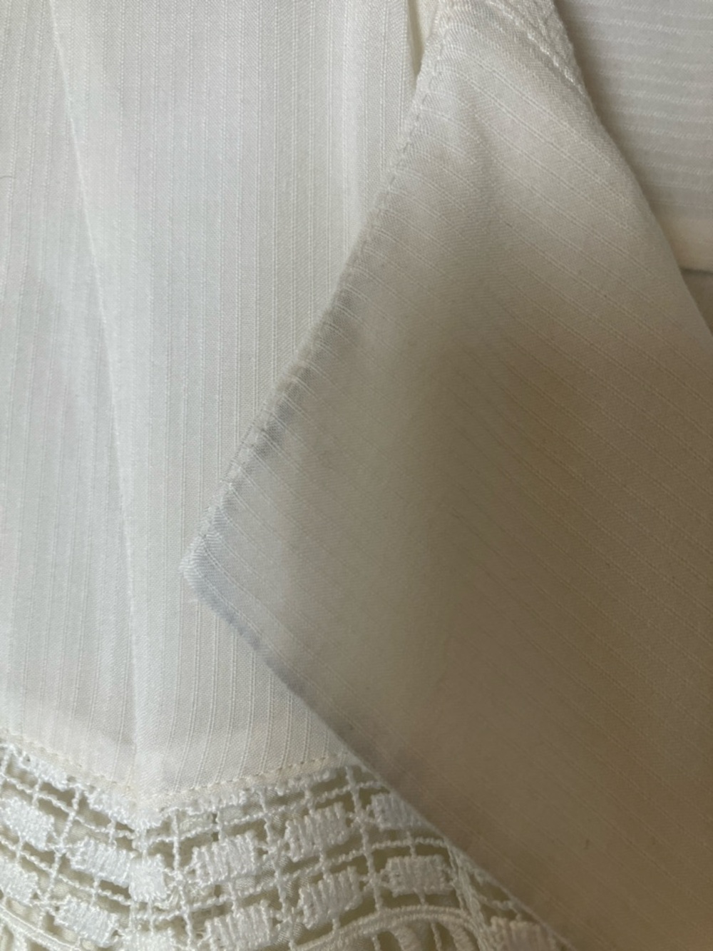 Chico's Size 3 Ivory Lace Trim Blouse Women's XL 16/18 Boho Romantic Long Sleeve - Picture 9 of 9
